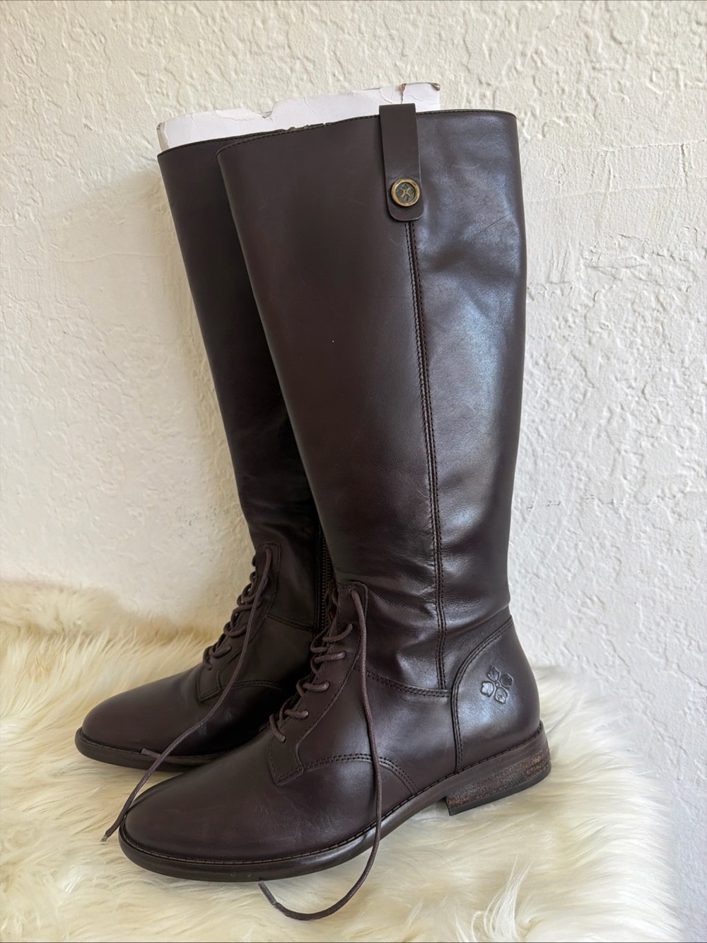 Patricia Nash Dark Brown Lace-Up Tall Riding Boots